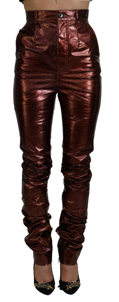 Jean skinny taille haute Dolce & Gabbana bronze métallisé
