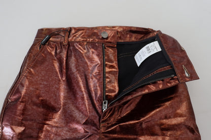 Jean skinny taille haute Dolce & Gabbana bronze métallisé