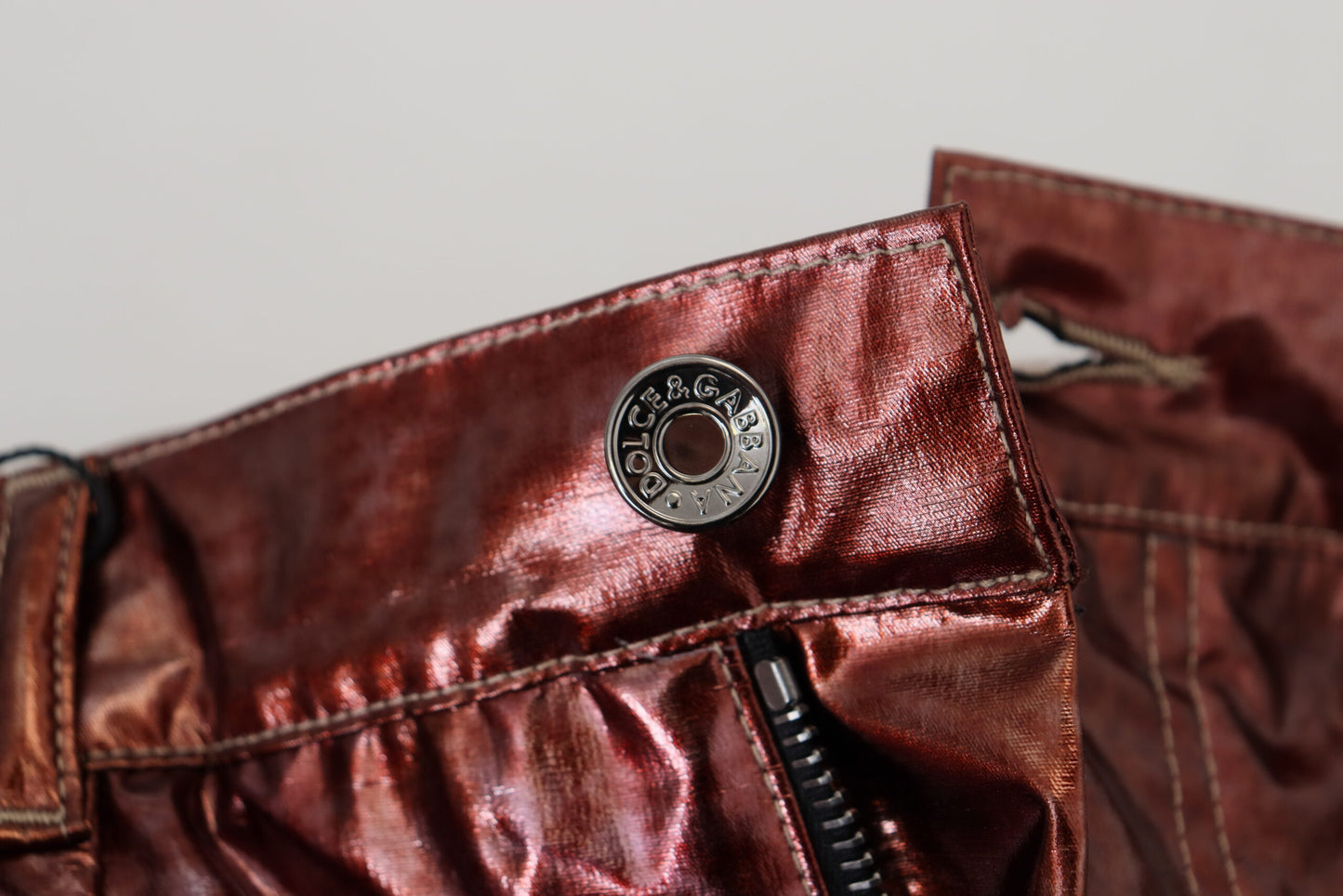 Jean skinny taille haute Dolce & Gabbana bronze métallisé