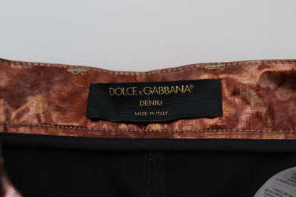 Jean skinny taille haute Dolce & Gabbana bronze métallisé
