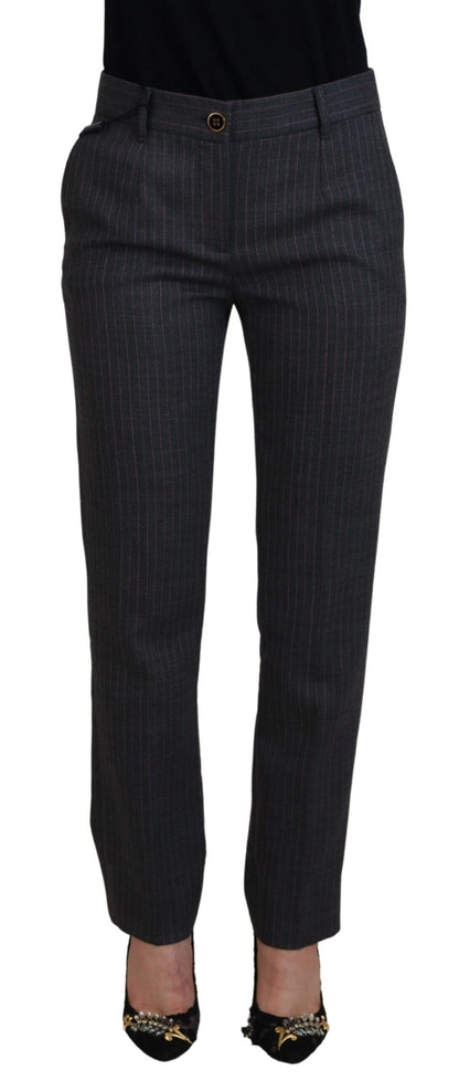 Pantalon fuselé en laine à rayures grises Dolce & Gabbana pour femme