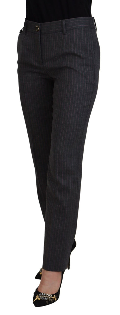 Pantalon fuselé en laine à rayures grises Dolce & Gabbana pour femme