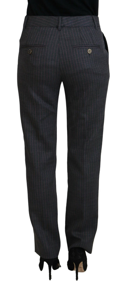 Pantalon fuselé en laine à rayures grises Dolce & Gabbana pour femme