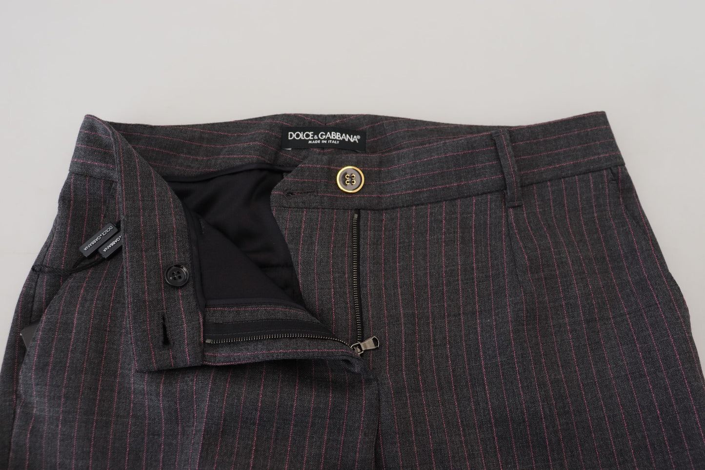 Pantalon fuselé en laine à rayures grises Dolce & Gabbana pour femme