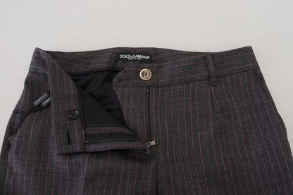 Pantalon fuselé en laine à rayures grises Dolce & Gabbana pour femme