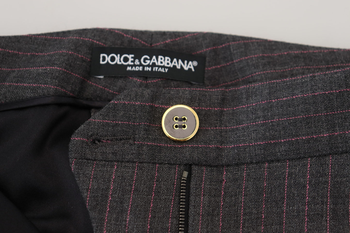 Pantalon fuselé en laine à rayures grises Dolce & Gabbana pour femme
