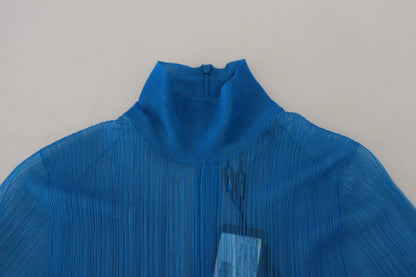 Haut à manches longues en maille bleue à col roulé Dolce & Gabbana