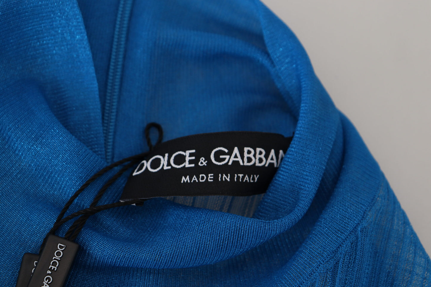 Haut à manches longues en maille bleue à col roulé Dolce & Gabbana