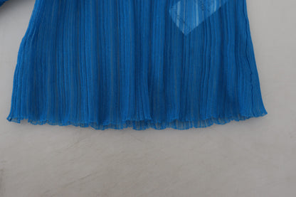 Haut à manches longues en maille bleue à col roulé Dolce & Gabbana