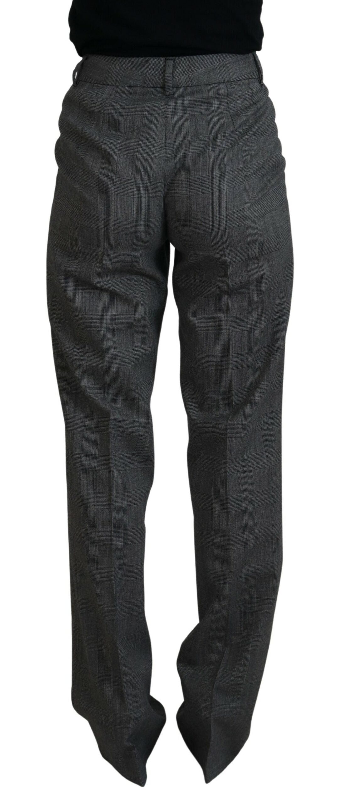 Pantalon Femme Taille Haute en Laine Gris Dolce & Gabbana