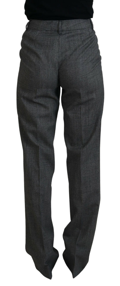 Pantalon Femme Taille Haute en Laine Gris Dolce & Gabbana