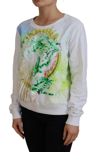 Pull à manches longues Versace Jeans blanc à imprimé graphique