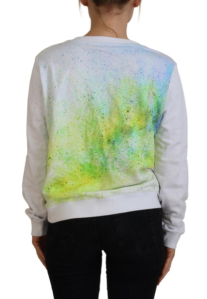 Pull à manches longues Versace Jeans blanc à imprimé graphique