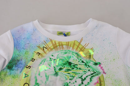 Pull à manches longues Versace Jeans blanc à imprimé graphique