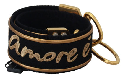 Bandoulière de sac Dolce & Gabbana en laiton noir à logo doré