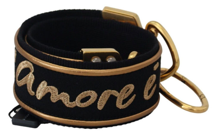 Bandoulière de sac Dolce & Gabbana en laiton noir à logo doré