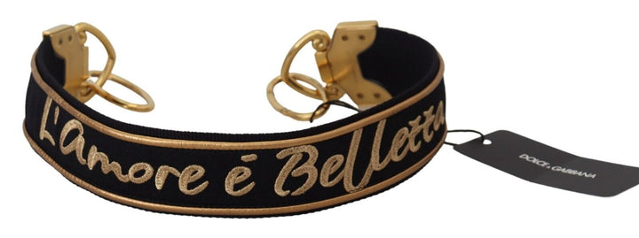 Bandoulière de sac Dolce & Gabbana en laiton noir à logo doré