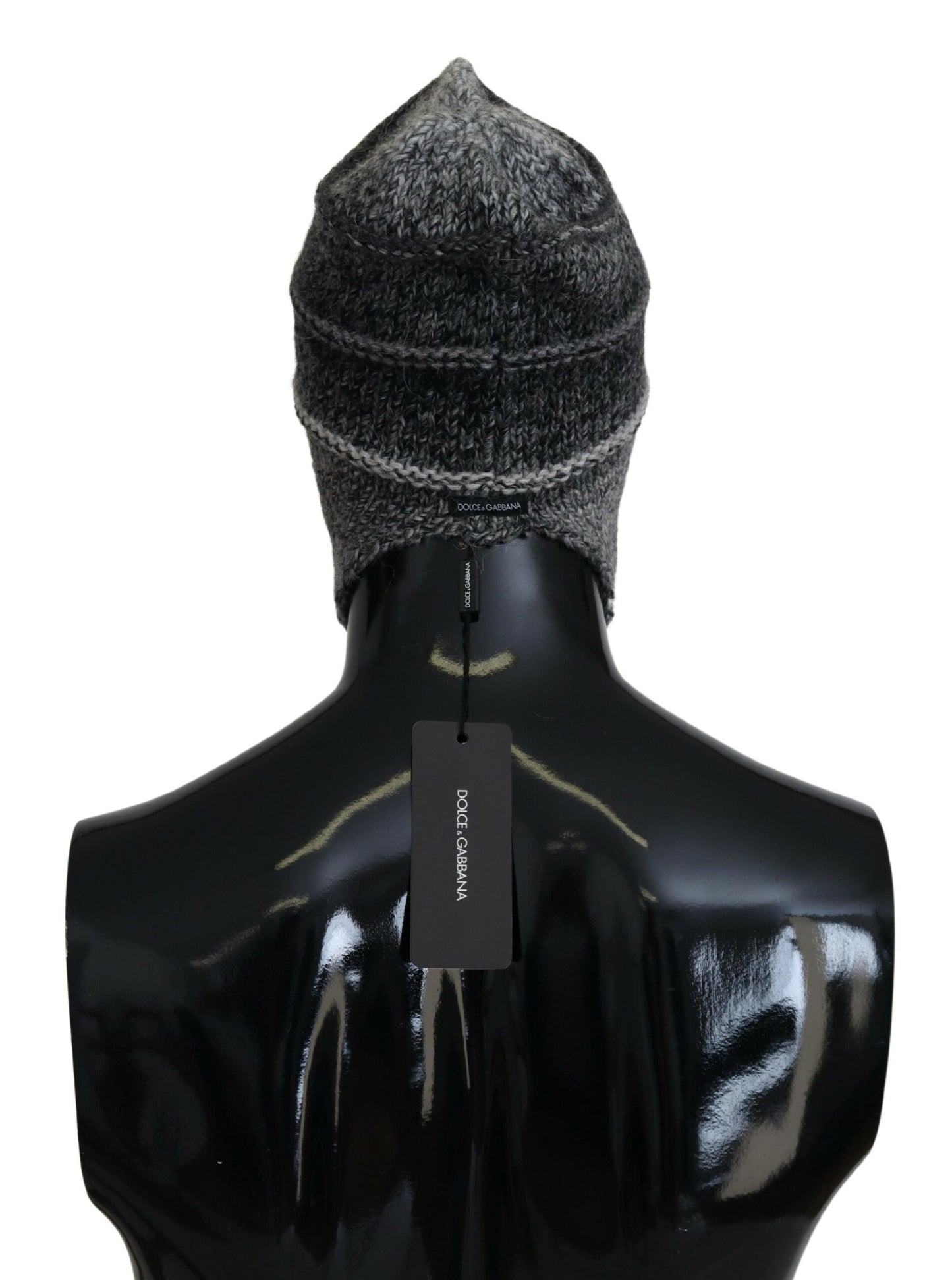 Bonnet tricoté Dolce & Gabbana gris en polaire chaude avec cache-oreilles