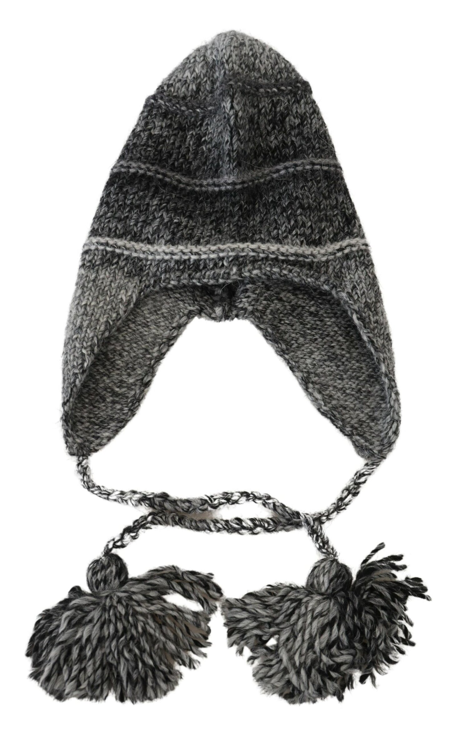 Bonnet tricoté Dolce & Gabbana gris en polaire chaude avec cache-oreilles