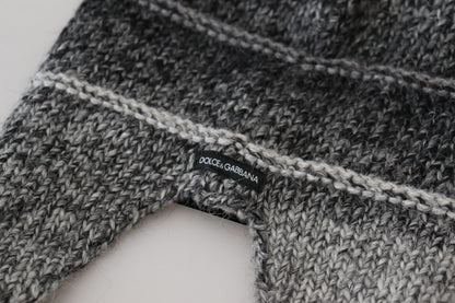 Bonnet tricoté Dolce & Gabbana gris en polaire chaude avec cache-oreilles