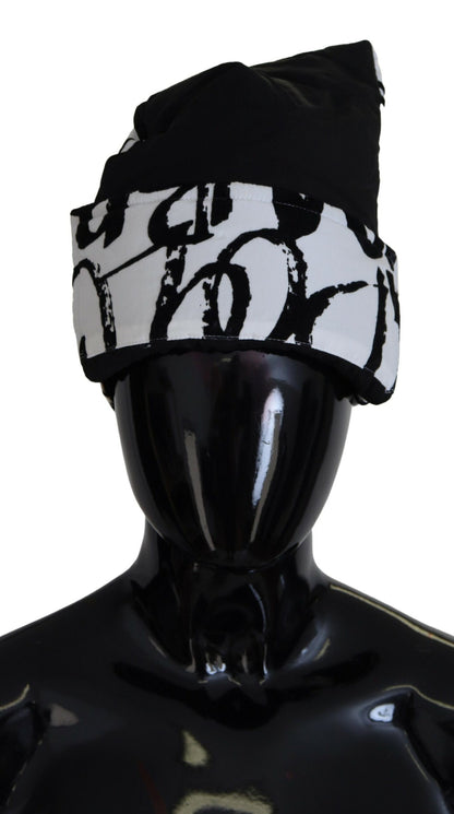 Dolce & Gabbana Bonnet Hiver Femme en Nylon Imprimé Blanc