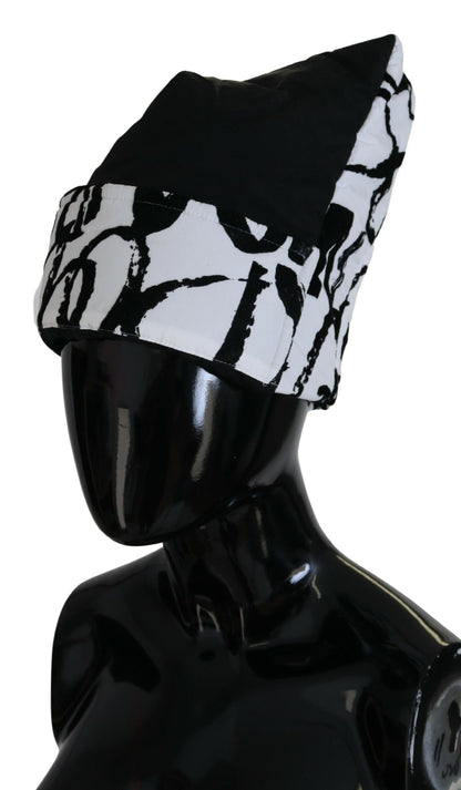 Dolce & Gabbana Bonnet Hiver Femme en Nylon Imprimé Blanc
