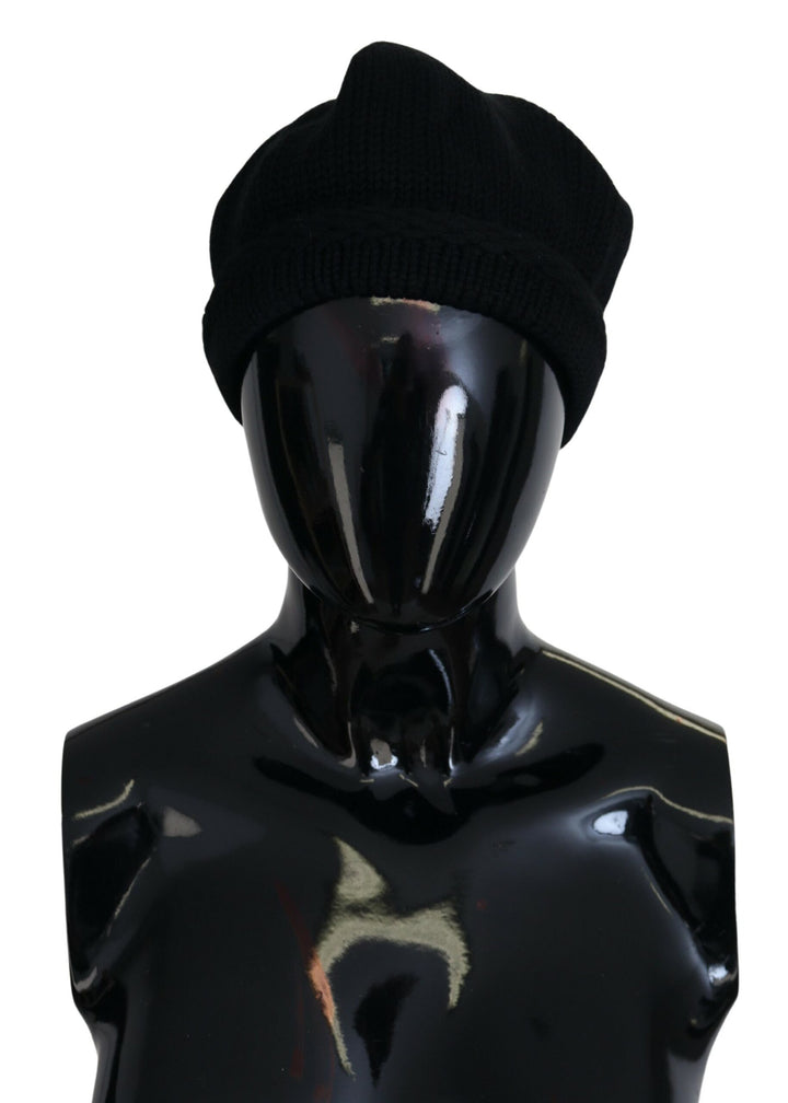 Dolce & Gabbana Bonnet d'hiver noir en laine vierge pour femme