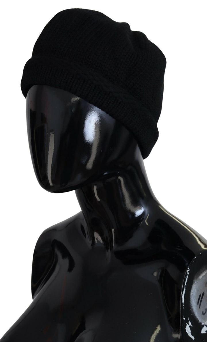 Dolce & Gabbana Bonnet d'hiver noir en laine vierge pour femme