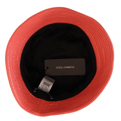 Chapeau Bob Femme Dolce & Gabbana en Similicuir Matelassé Pêche