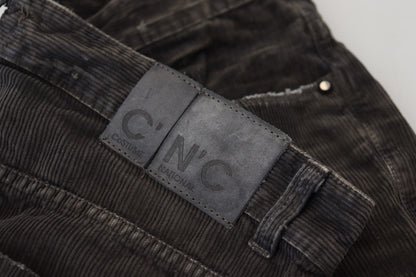 Costume National Gray Cotton Corduroy Men Casual Jeans