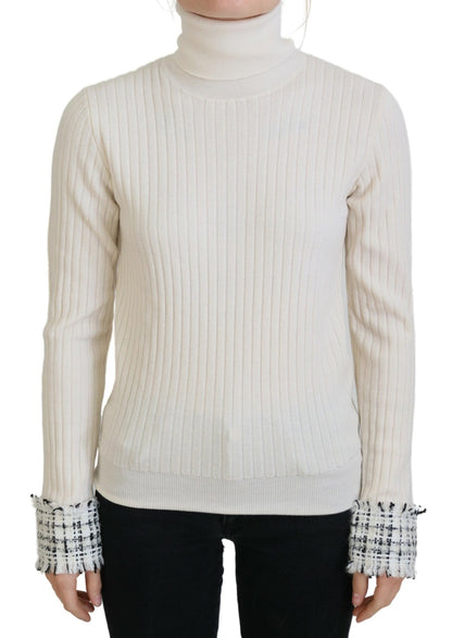 Pull en maille Dolce & Gabbana col roulé ivoire avec poignets usés