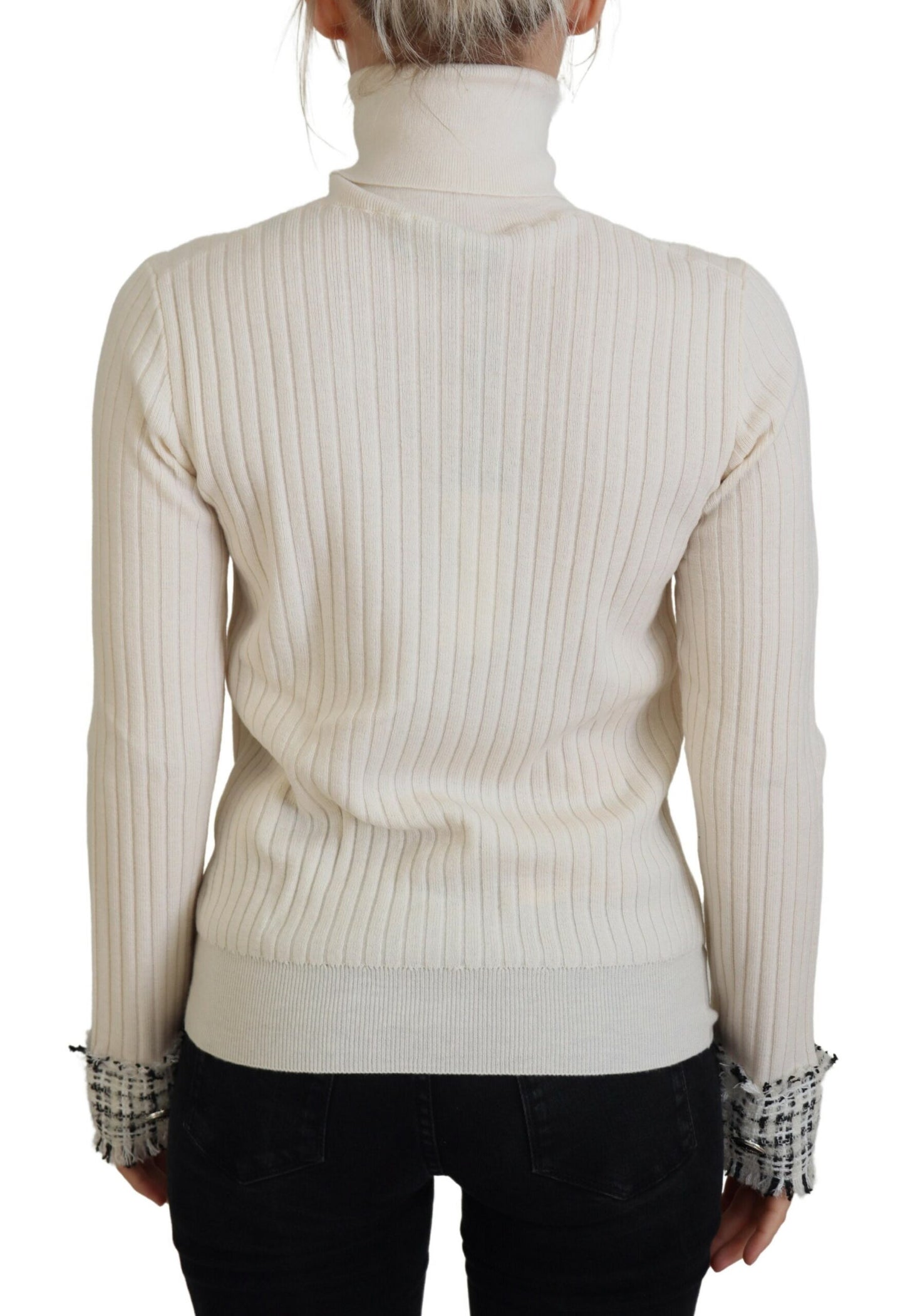 Pull en maille Dolce & Gabbana col roulé ivoire avec poignets usés