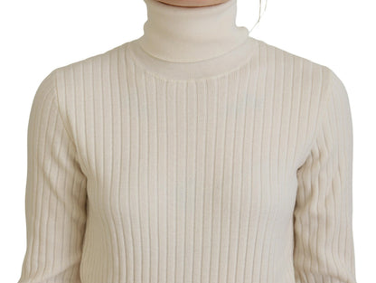 Pull en maille Dolce & Gabbana col roulé ivoire avec poignets usés