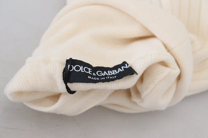 Pull en maille Dolce & Gabbana col roulé ivoire avec poignets usés