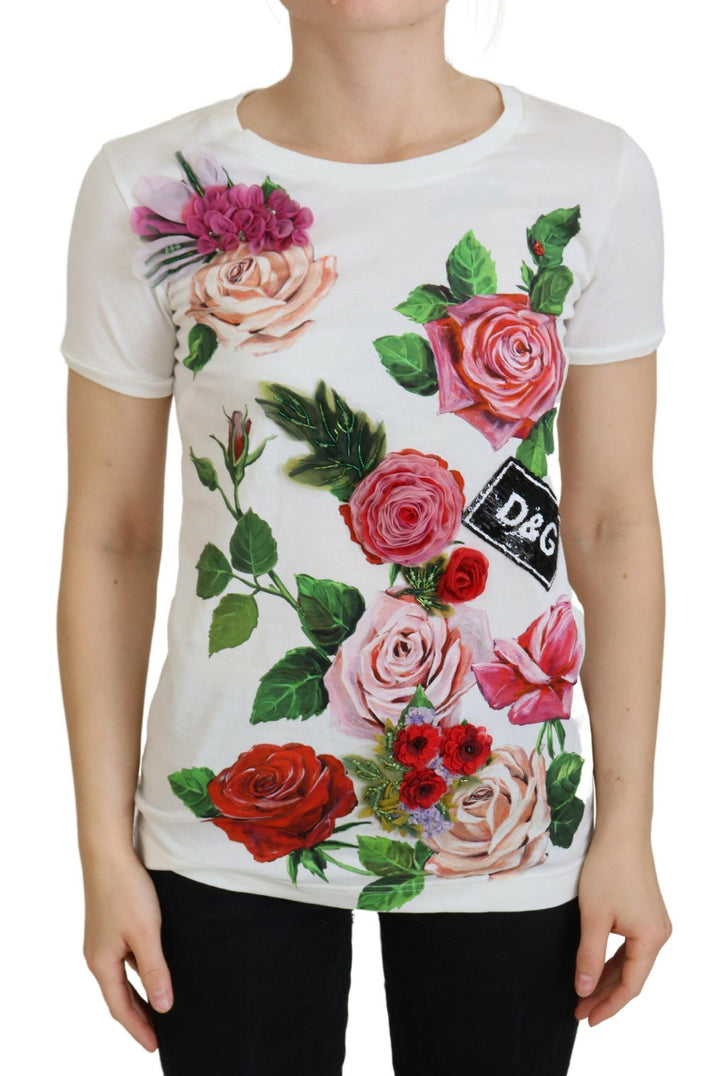 Top Dolce & Gabbana rose blanc à manches courtes imprimé logo DG