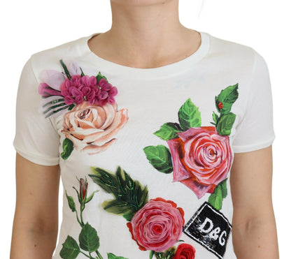 Top Dolce & Gabbana rose blanc à manches courtes imprimé logo DG