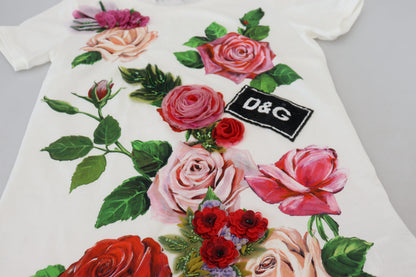 Top Dolce & Gabbana rose blanc à manches courtes imprimé logo DG