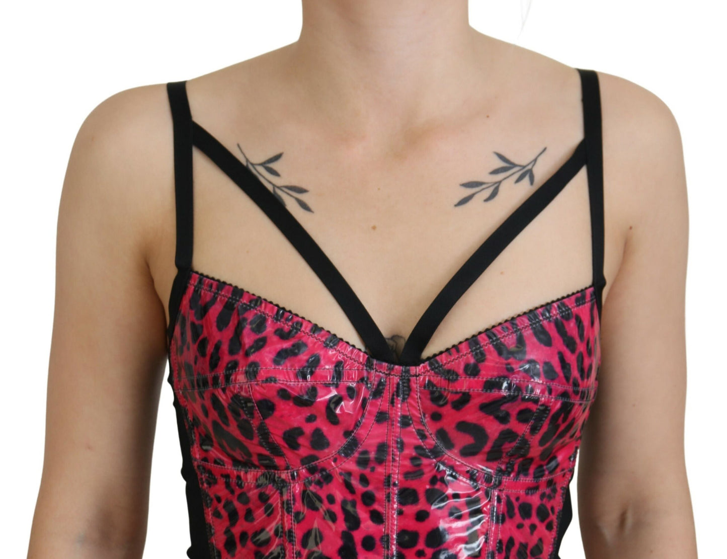 Haut bustier corset court Dolce & Gabbana rose imprimé léopard