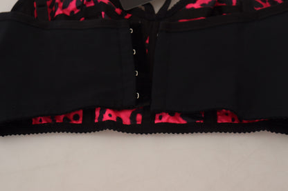 Haut bustier corset court Dolce & Gabbana rose imprimé léopard