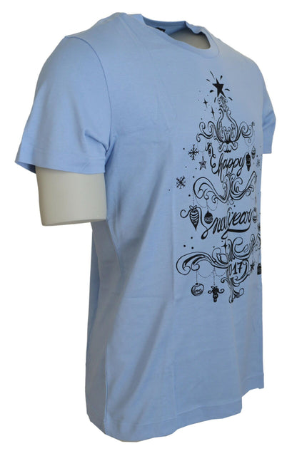 T-shirt en coton Dolce & Gabbana Light Blue Happy New Year 2017