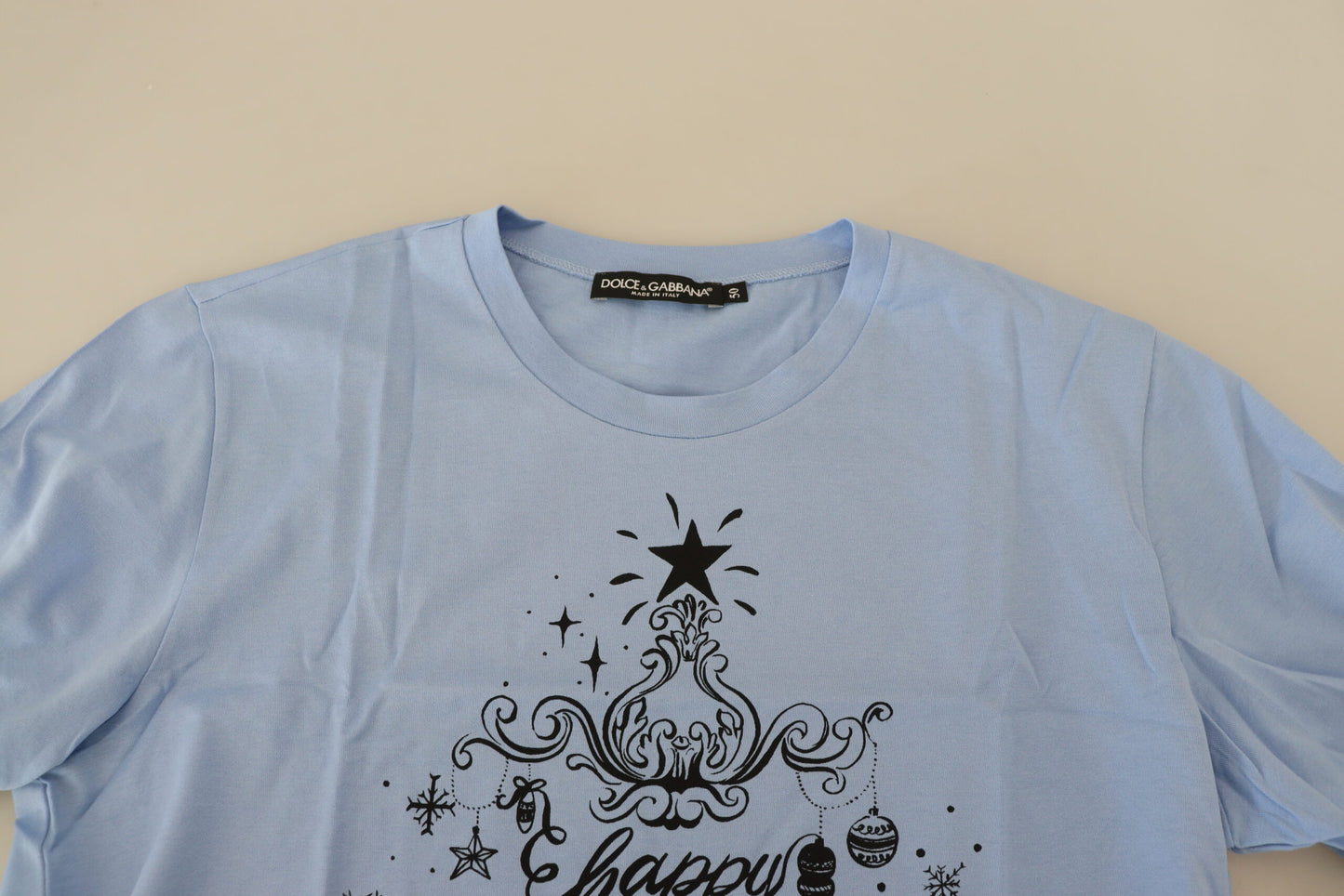 T-shirt en coton Dolce & Gabbana Light Blue Happy New Year 2017