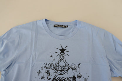 T-shirt en coton Dolce & Gabbana Light Blue Happy New Year 2017