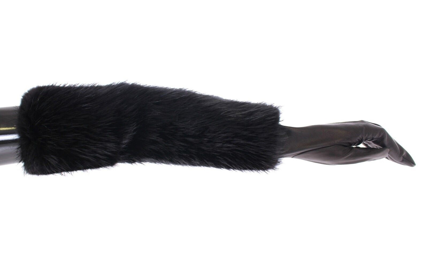 Mitaines longues Dolce & Gabbana en fourrure de castor noire et cuir d'agneau