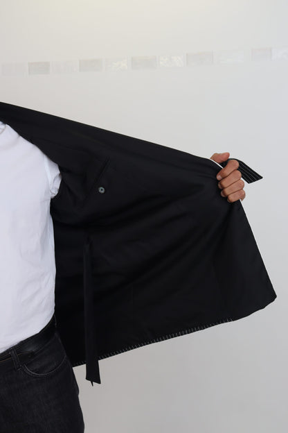 Dolce & Gabbana Blazer homme noir à rayures et patch DG