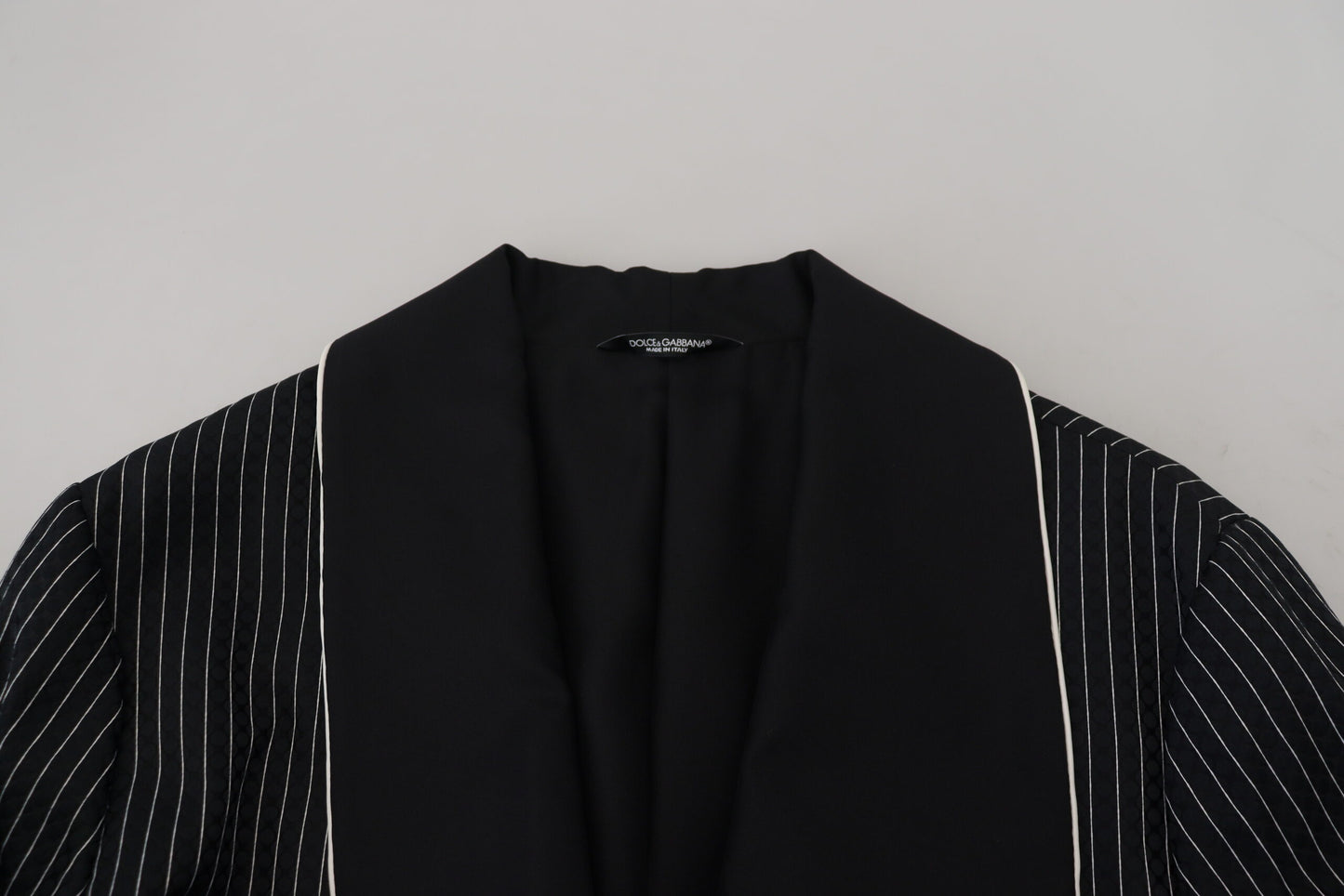 Dolce & Gabbana Blazer homme noir à rayures et patch DG