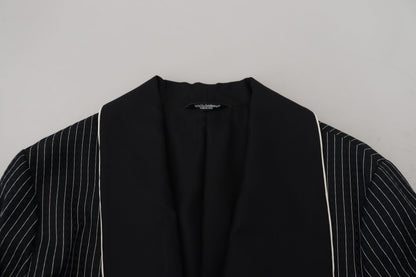 Dolce & Gabbana Blazer homme noir à rayures et patch DG