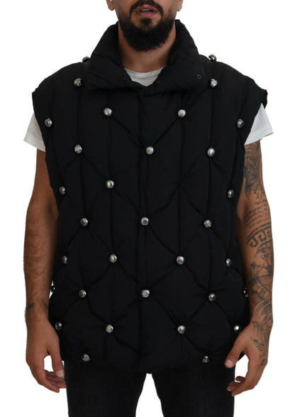 Veste sans manches noire Dolce & Gabbana avec ornements métalliques DG