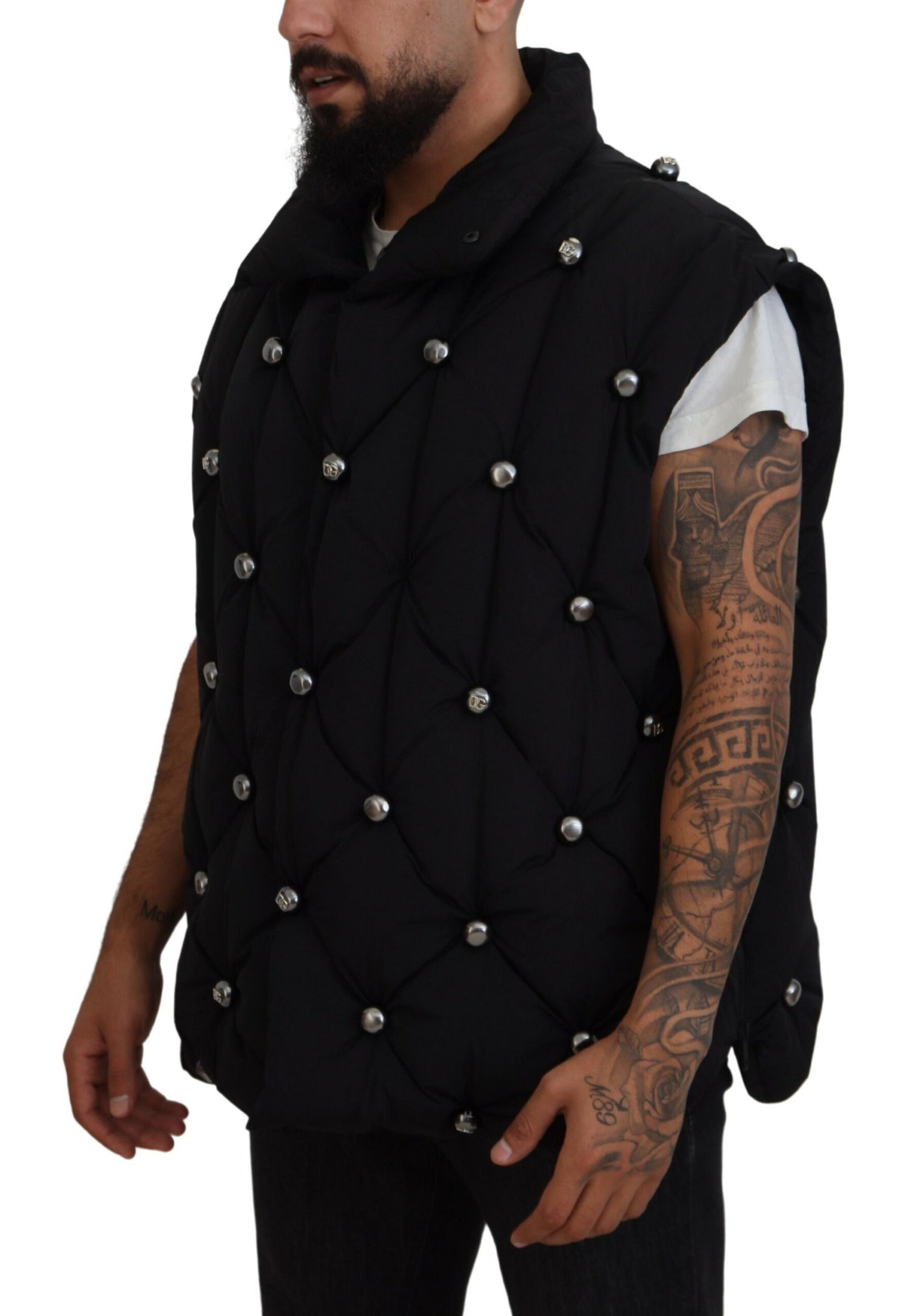 Veste sans manches noire Dolce & Gabbana avec ornements métalliques DG