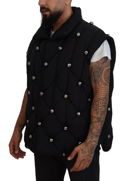 Veste sans manches noire Dolce & Gabbana avec ornements métalliques DG