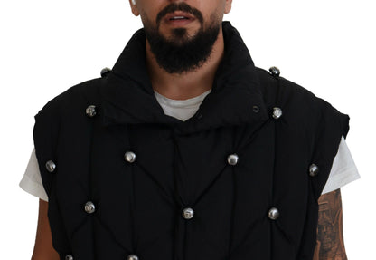 Veste sans manches noire Dolce & Gabbana avec ornements métalliques DG